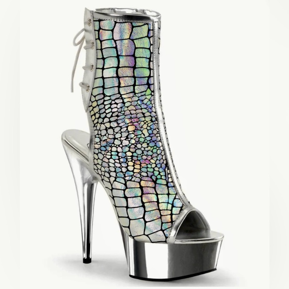 Pleaser Silver Delight Hologram 6 Inch Heels With Box